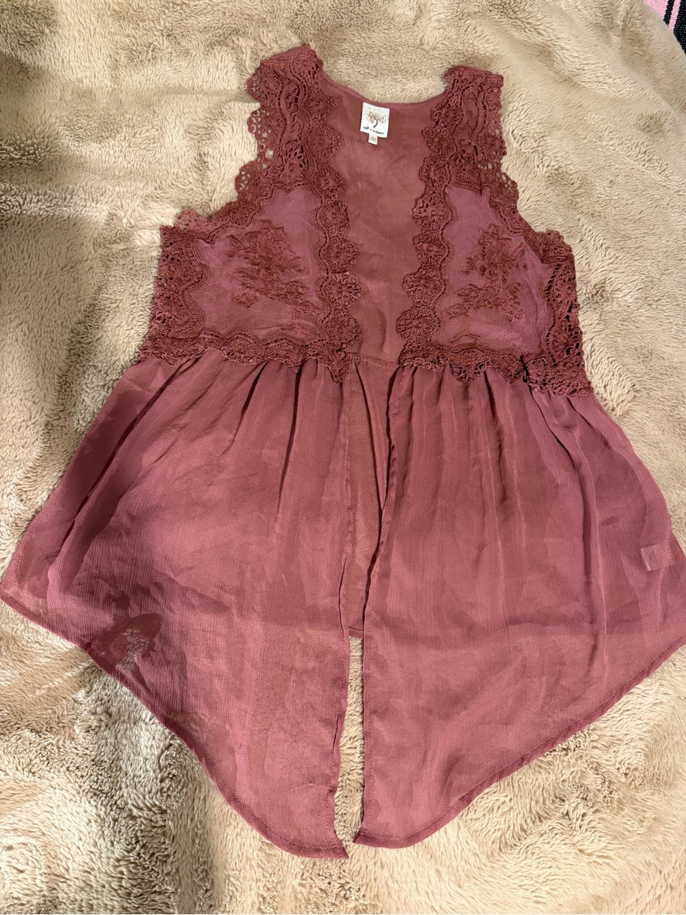 Self Esteem Lace-Trim Chiffon kimono